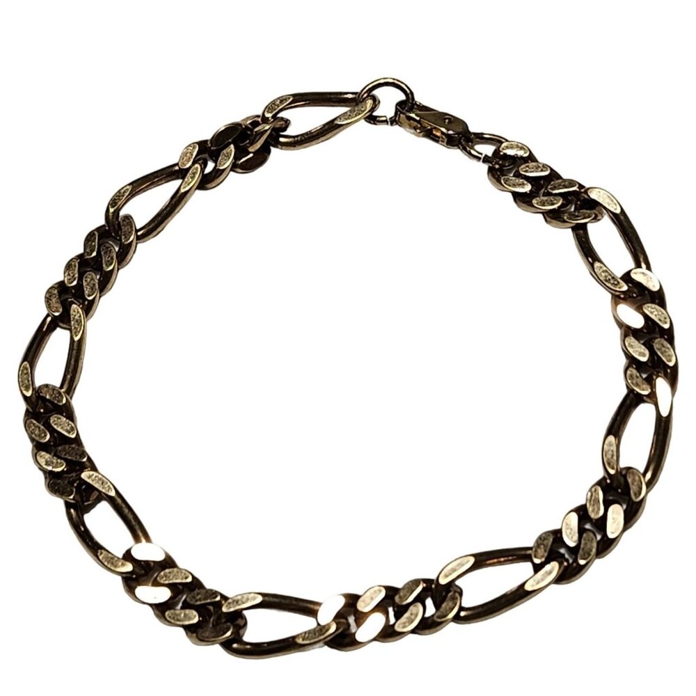 Elegant Gold Tone Figaro Chain Bracelet Classic Minimalist Fashion Jewelry Women